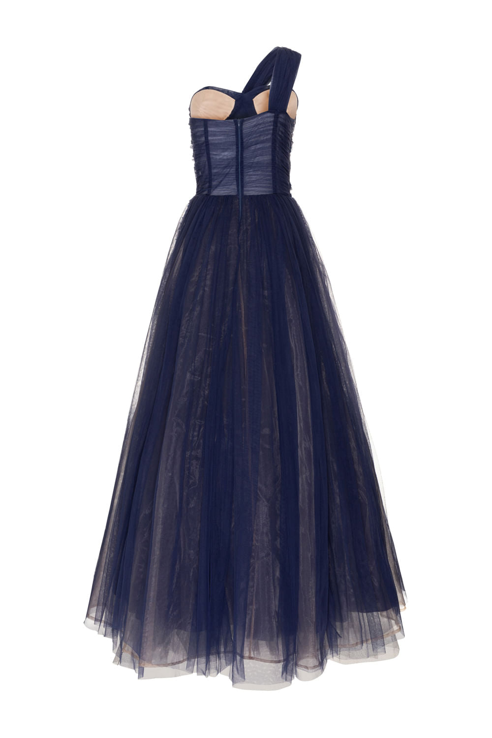 VESTIDO LONGO OMBRO ÚNICO AZUL