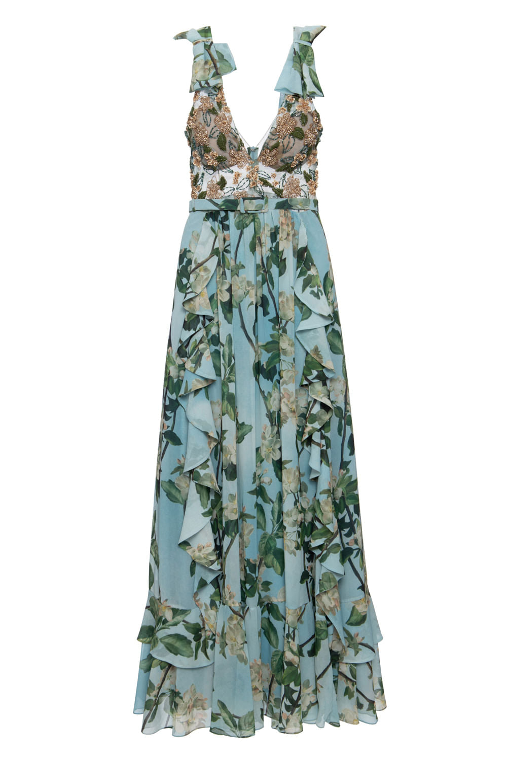 VESTIDO LONGO ALÇA LAÇO DIANE AZUL