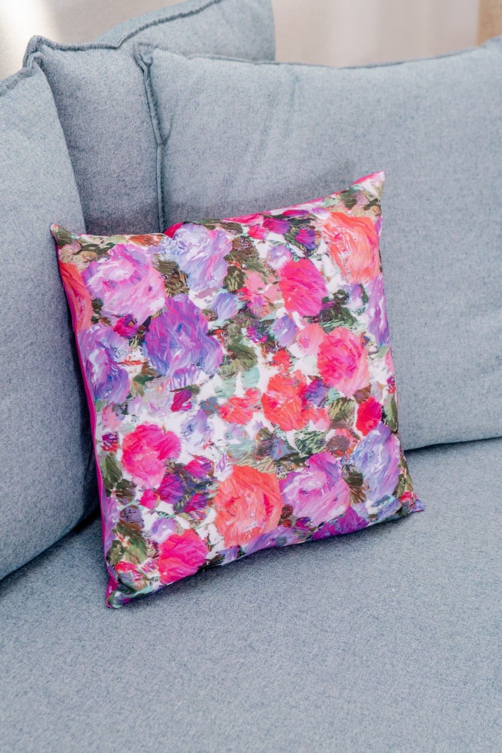 ALMOFADA COTTON FLOWERS ROSA