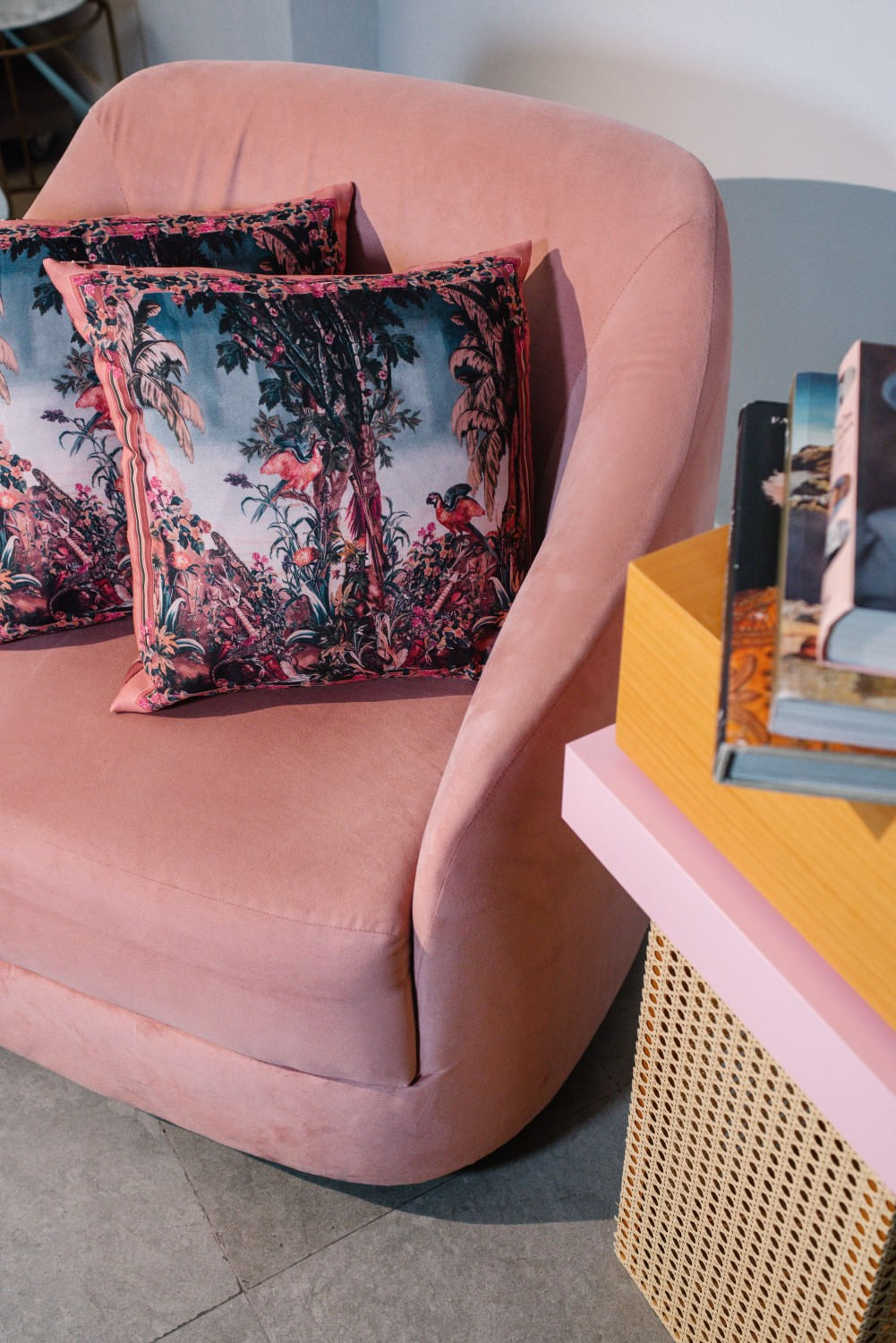 ALMOFADA VINTAGE MACAW ROSA