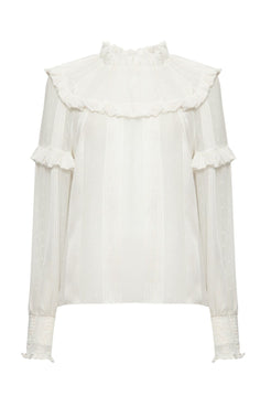 CAMISA GOLA BABADO SILK DOTS
OFF WHITE