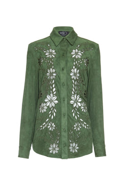 Camisa bordado vazado suede
verde