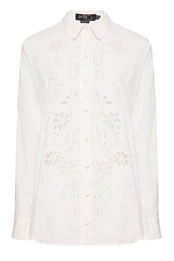 Camisa bordado vazado flores tricoline span
off white