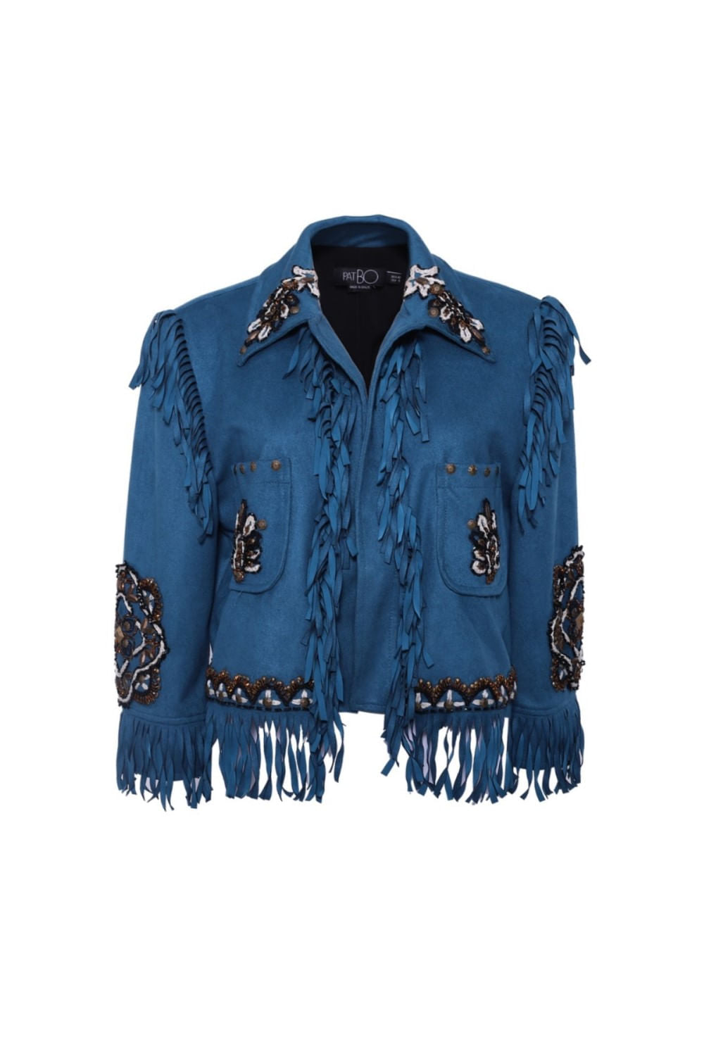 JAQUETA BORDADA FRANJAS NOBU
AZUL