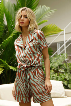 PIJAMA ZEBRA SKIN CURTO VERDE