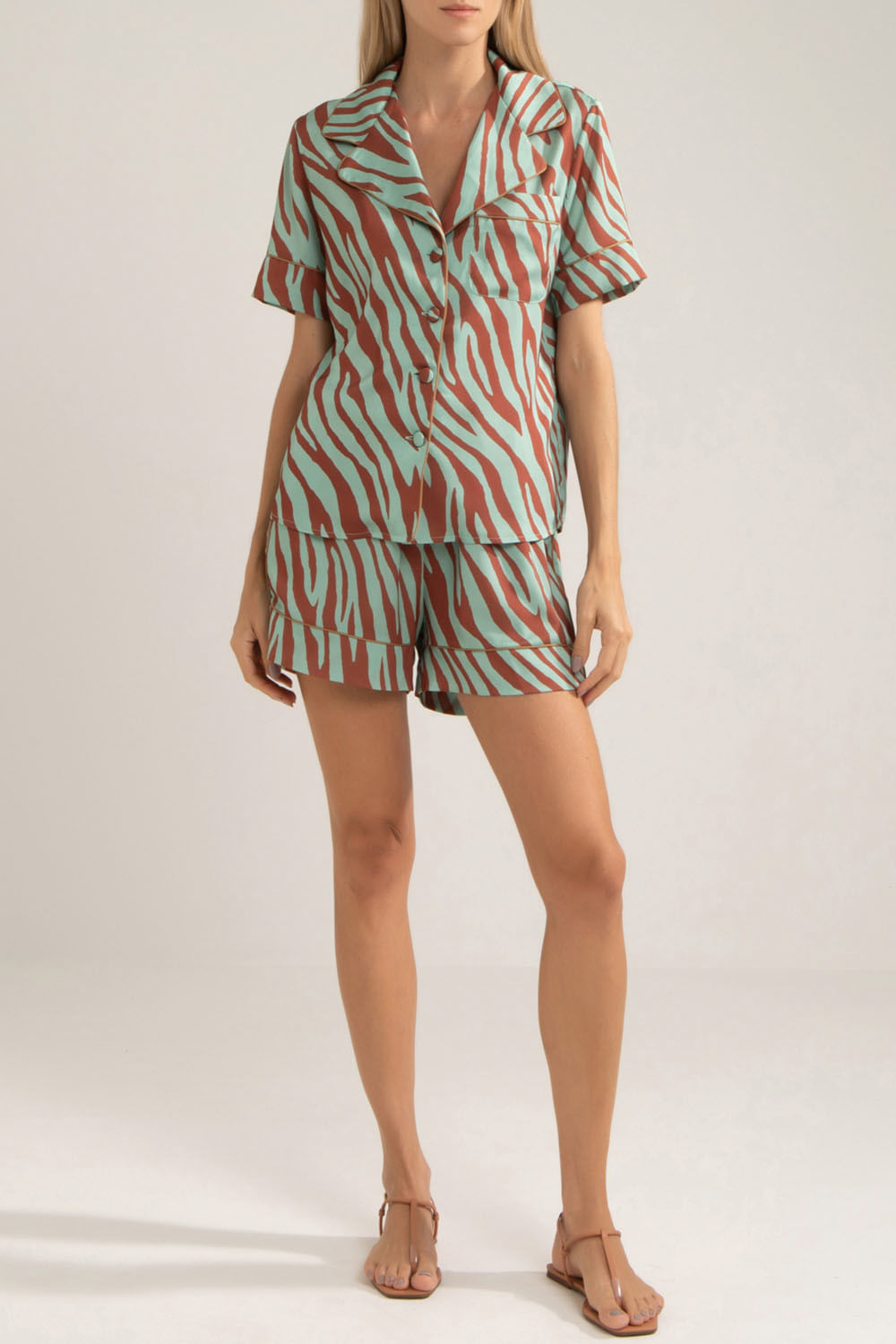 PIJAMA ZEBRA SKIN CURTO VERDE