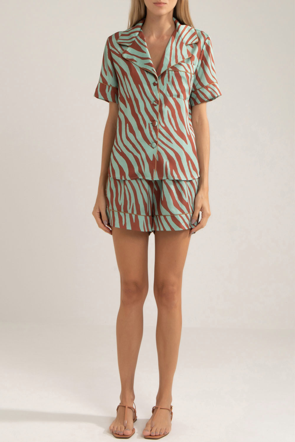 PIJAMA ZEBRA SKIN CURTO VERDE