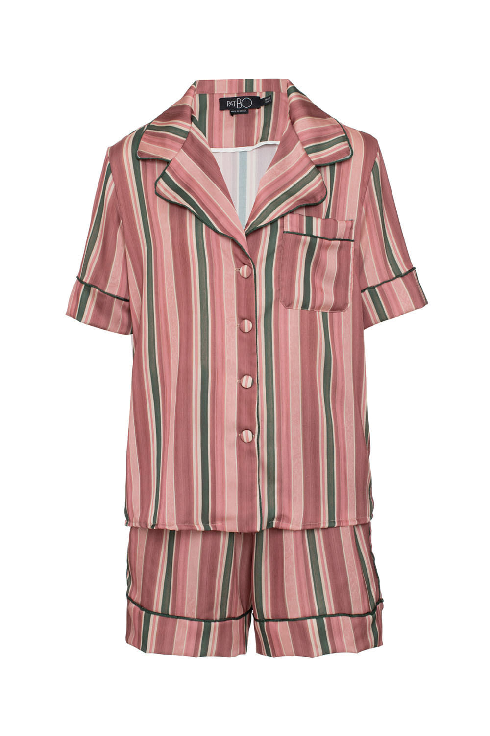 PIJAMA LISTRADO VINTAGE CURTO ROSA