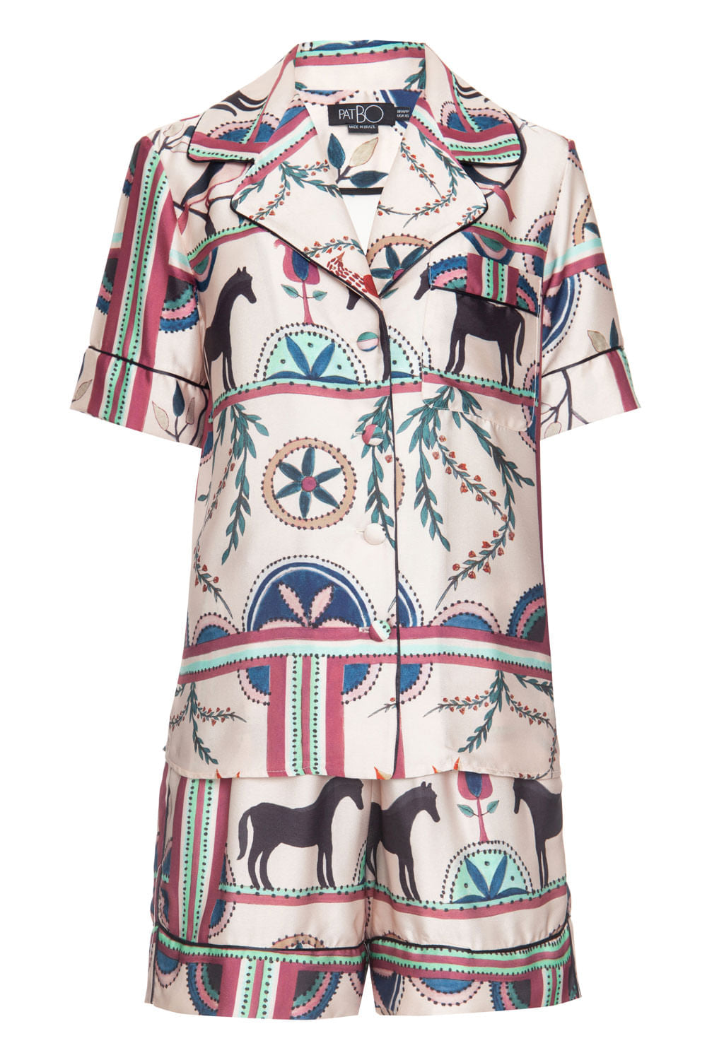 PIJAMA CURTO CORDEL ÉTNICO OFF WHITE