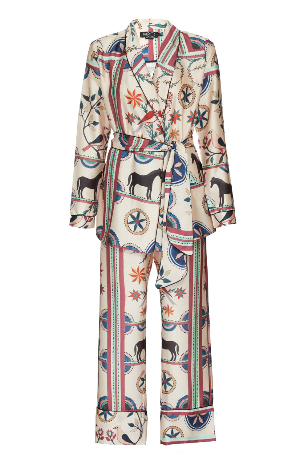 PIJAMA LONGO KIMONO CORDEL ÉTNICO OFF WHITE