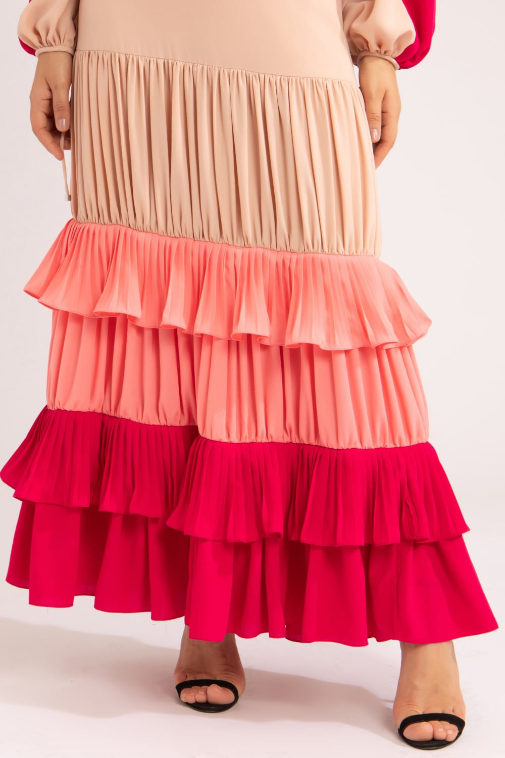Saia longa babados silky gaivota
rosa
