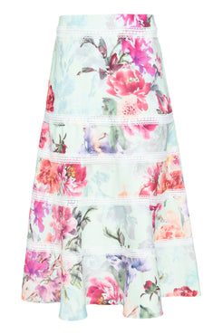 SAIA MIDI ENTREMEIOS GILLY FLOWER ORQ AQUA VERDE