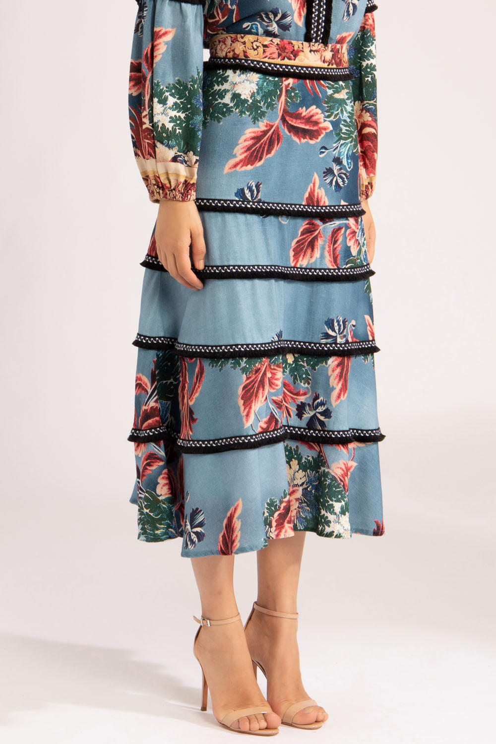 SAIA MIDI ENTREMEIOS GILLY FLOWER AZUL