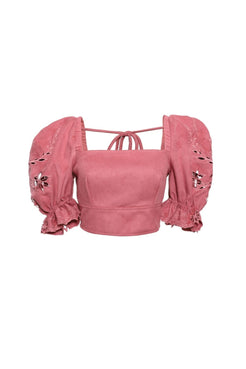 Top mangas bufantes bordado nobu
rose