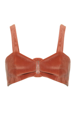Top argola malha veludo rose