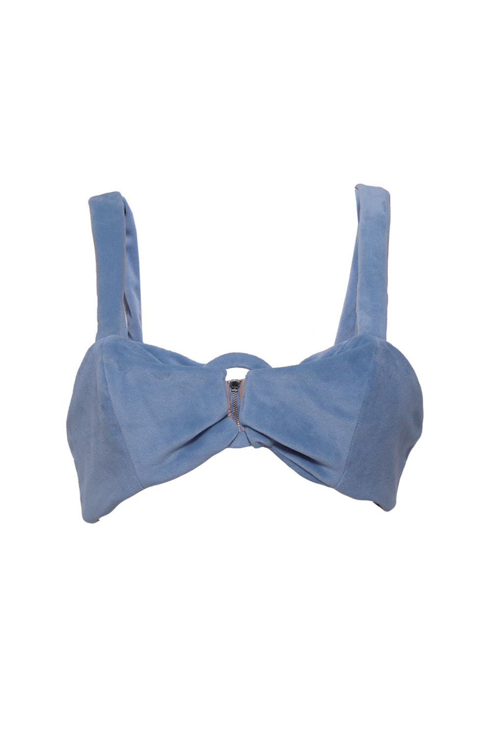 TOP ARGOLA MALHA VELUDO AZUL