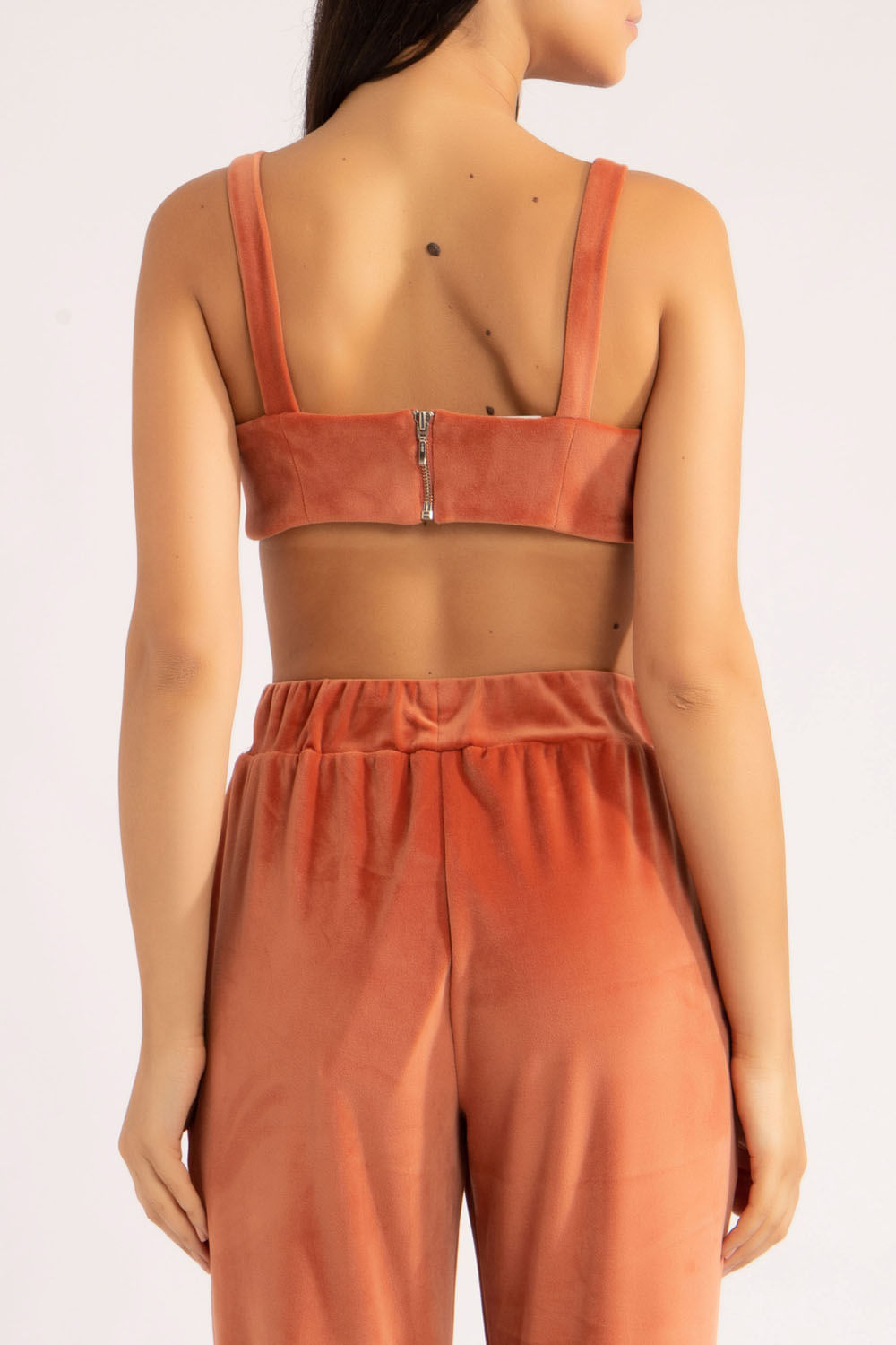 TOP ARGOLA MALHA VELUDO ROSE