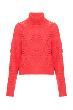 Tricot gola alta rosa