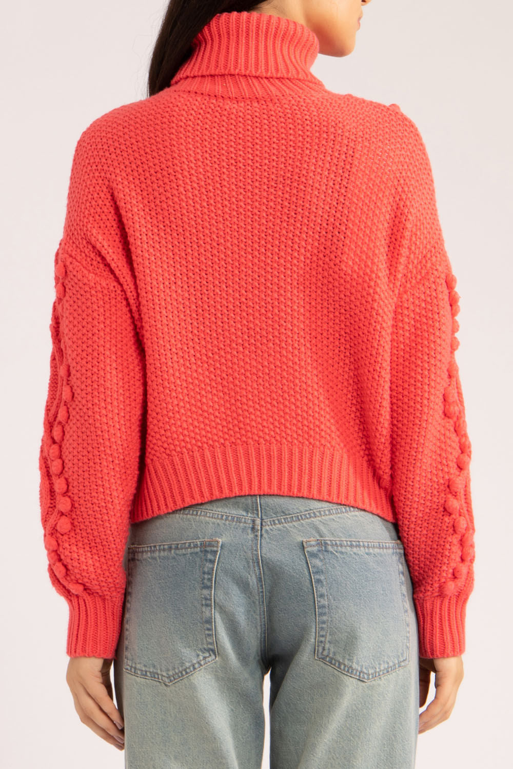 Tricot gola alta rosa