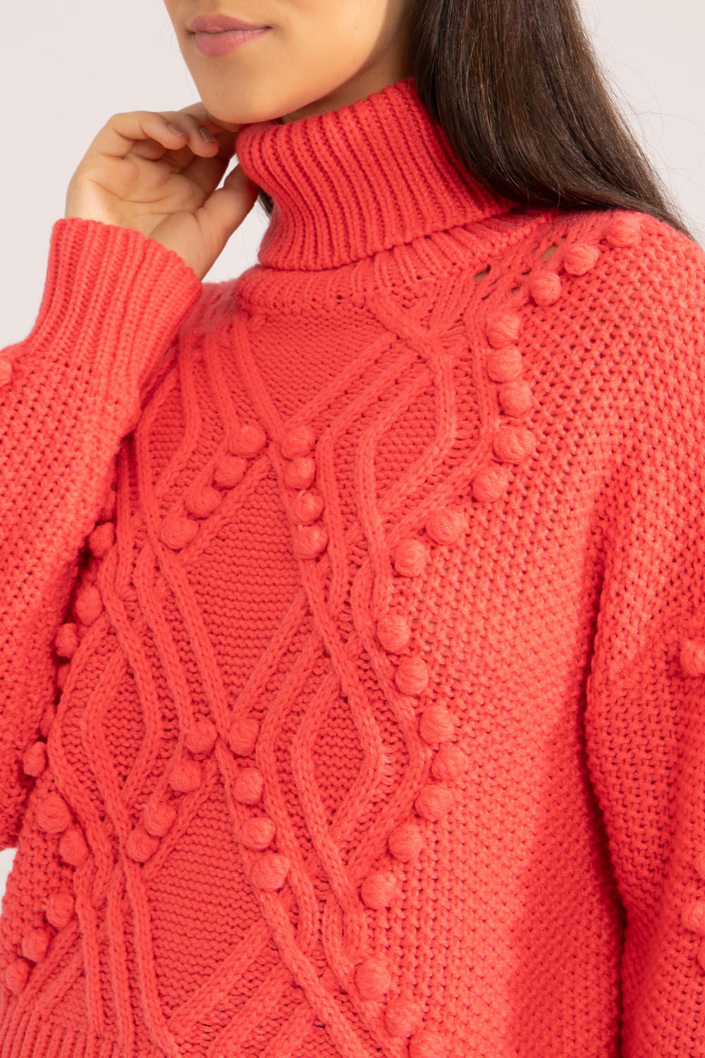 TRICOT GOLA ALTA ROSA