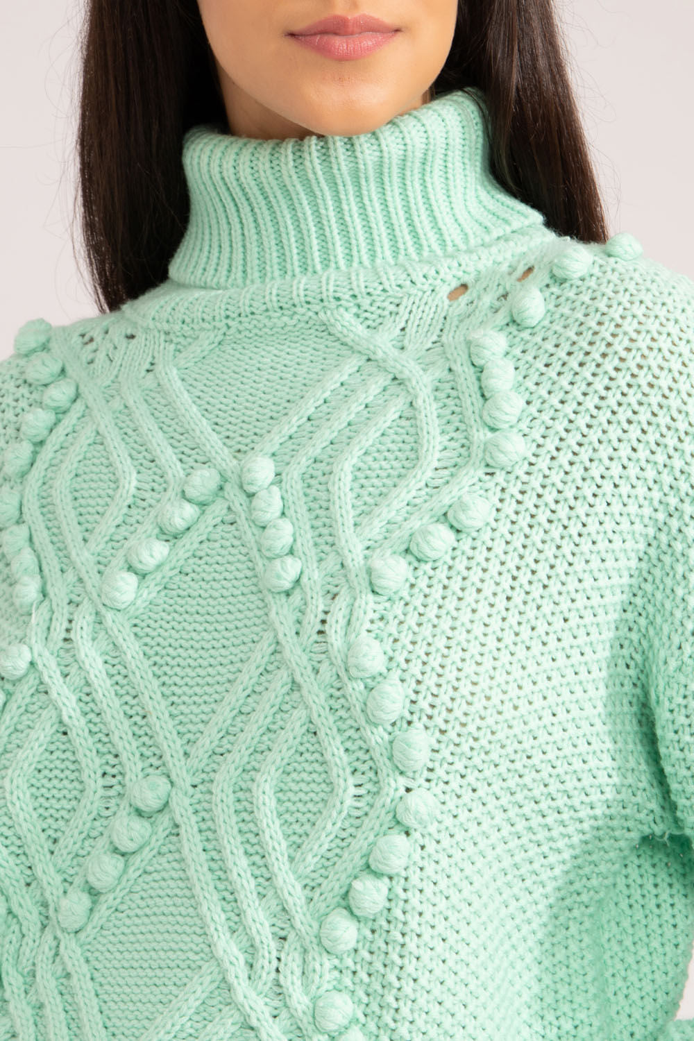 TRICOT GOLA ALTA AZUL