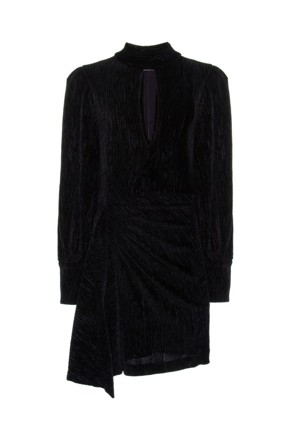 VESTIDO CURTO VELUDO PLISSADO
PRETO