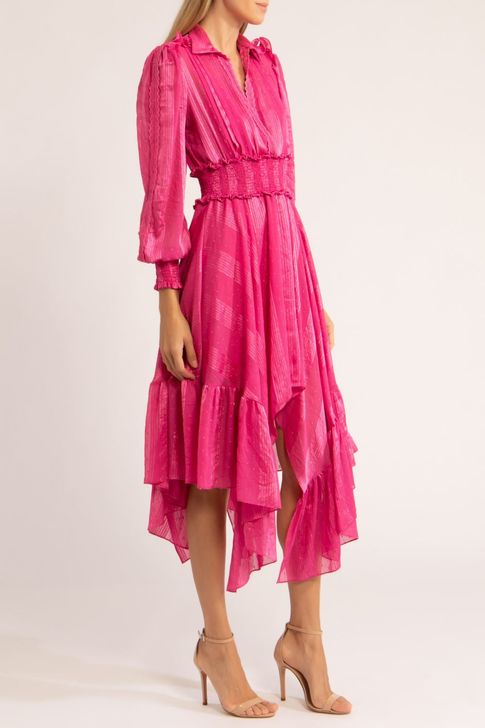 Vestido assimétrico silky dots
pink
