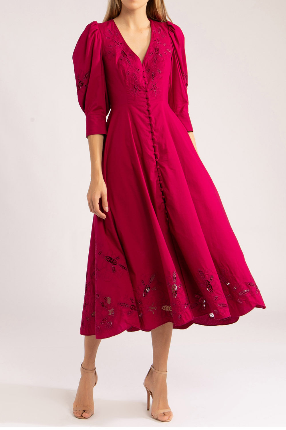 VESTIDO MIDI MANGAS TRICOLINE SPAN
VINHO
