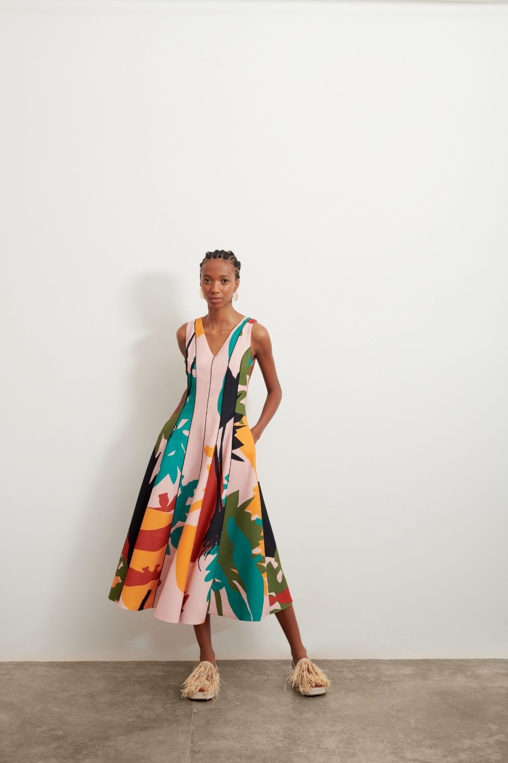 VESTIDO MÍDI BOLSOS CURA ROSE