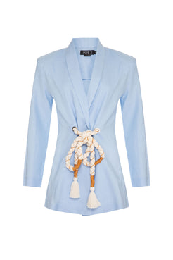 Blazer linho corda azul