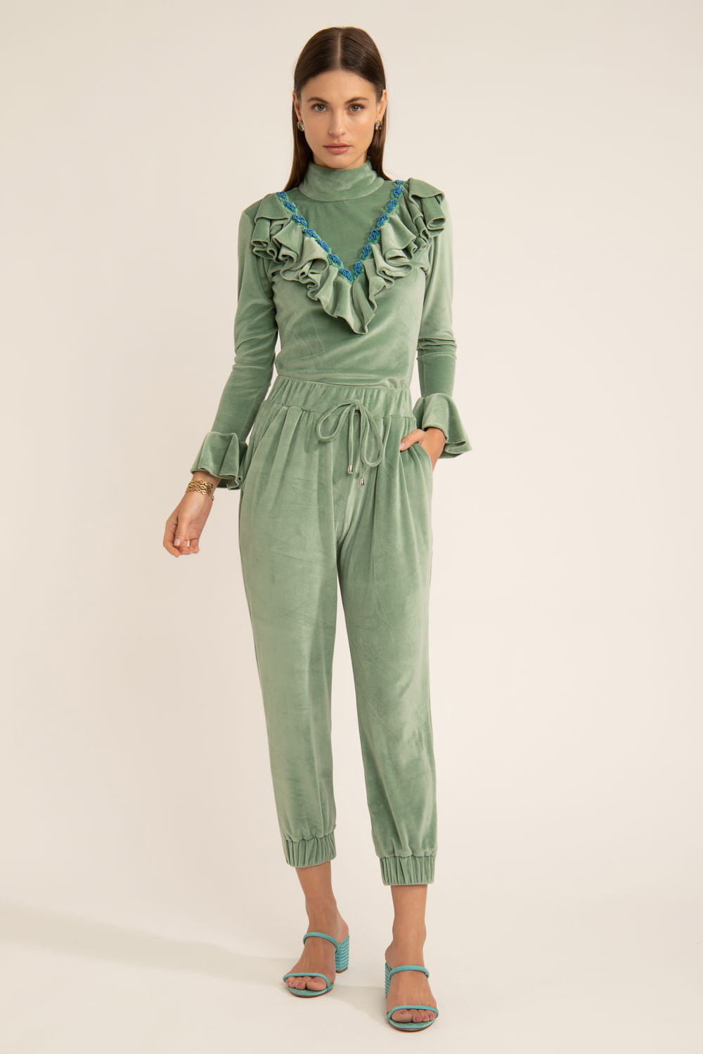 Blusa babado beauty sober verde