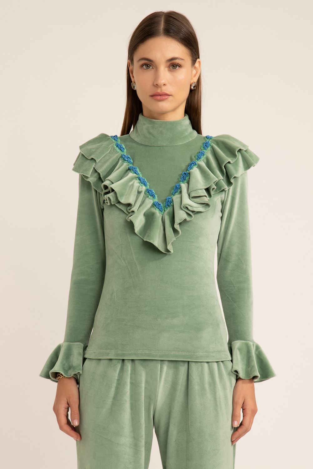 Blusa babado beauty sober verde