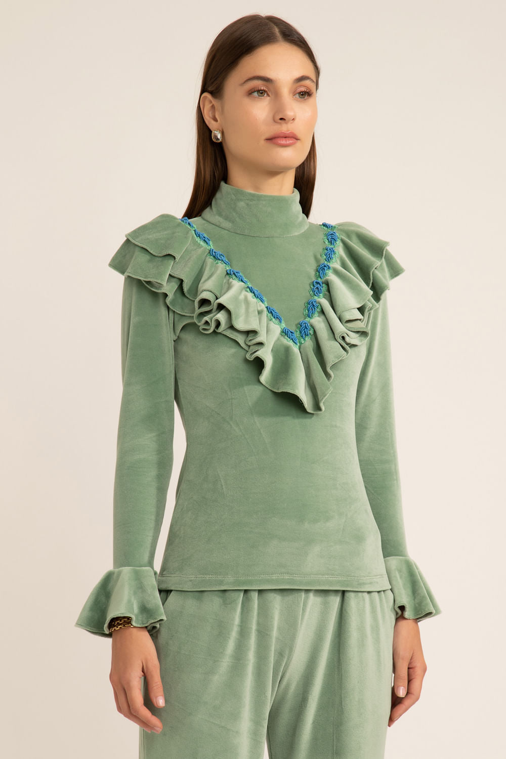 Blusa babado beauty sober verde