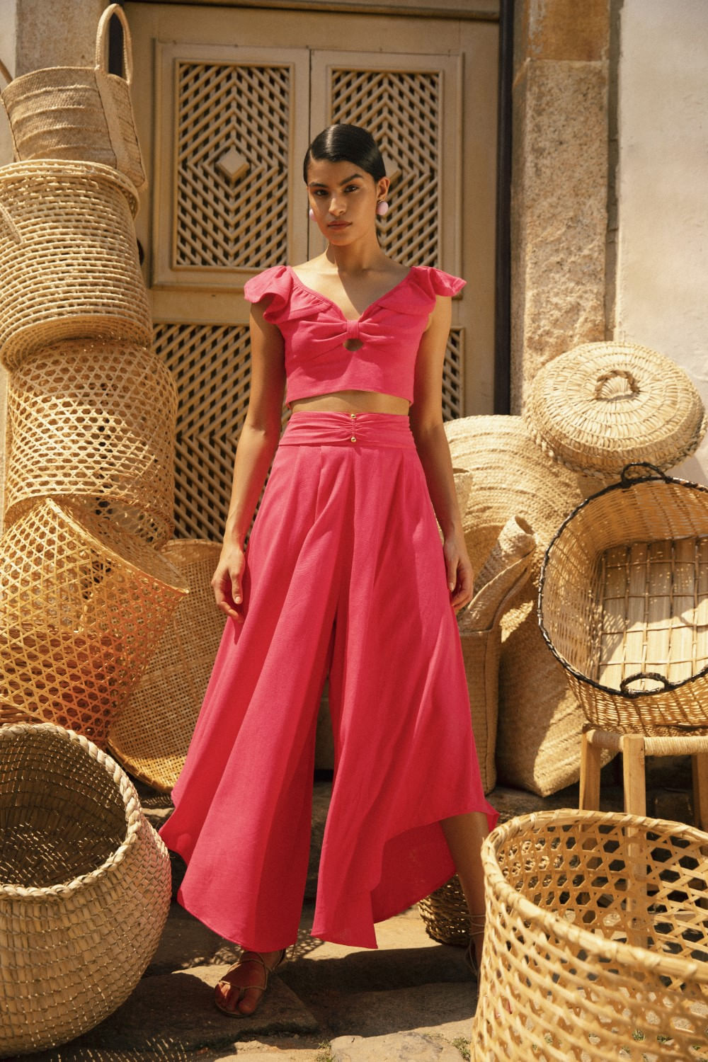 Calça ampla scape pink