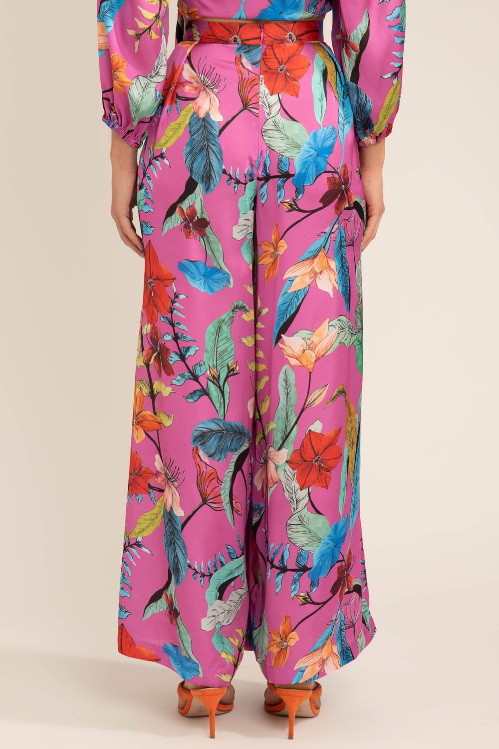 Calça ampla zamia rosa