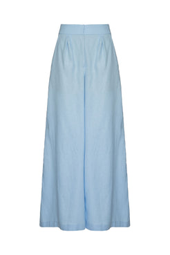 Calça linho entremeio azul