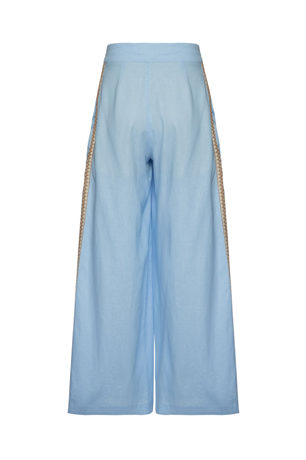 Calça linho entremeio azul