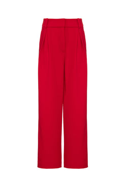 Calça reta crepe posh vermelho