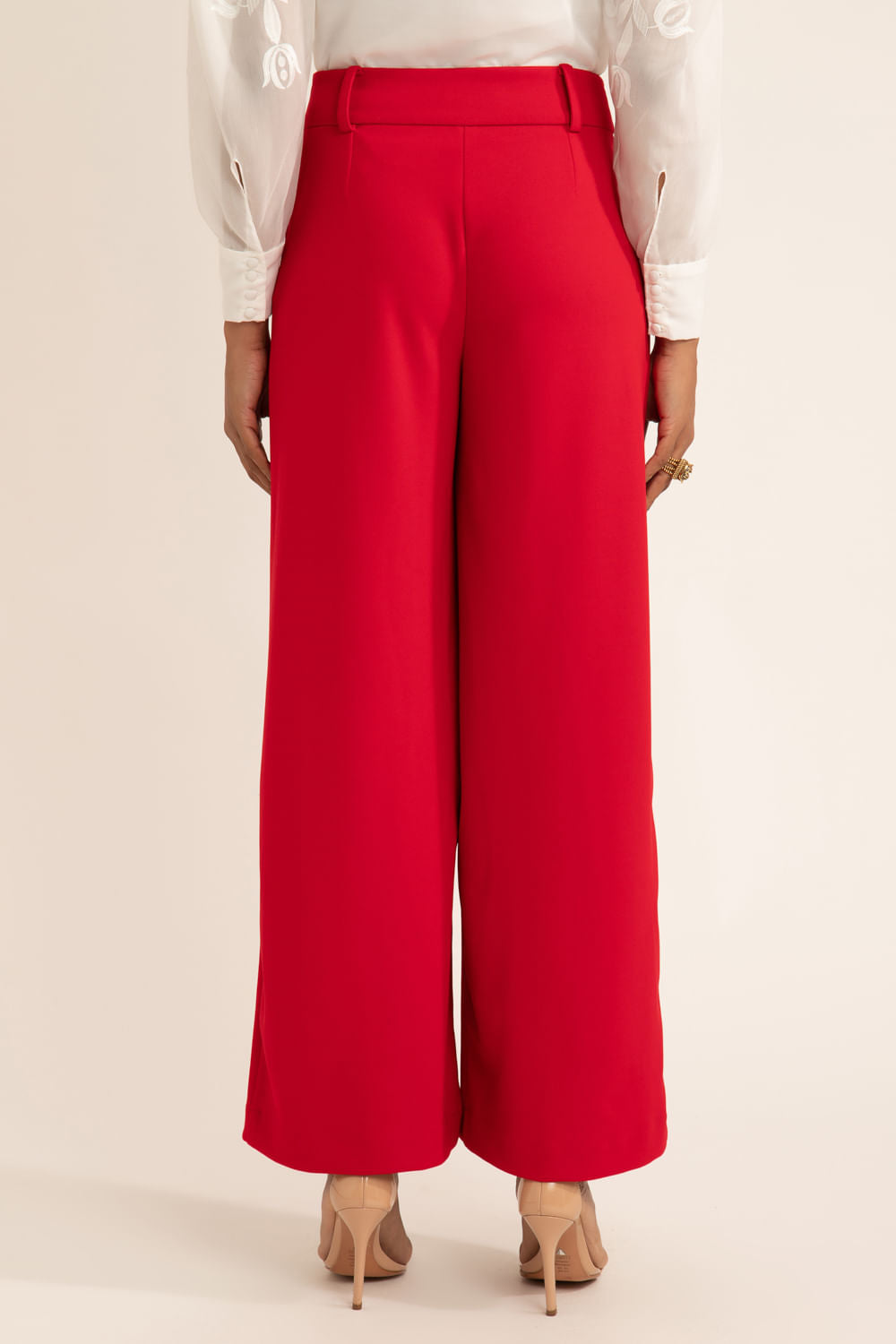 Calça reta crepe posh vermelho
