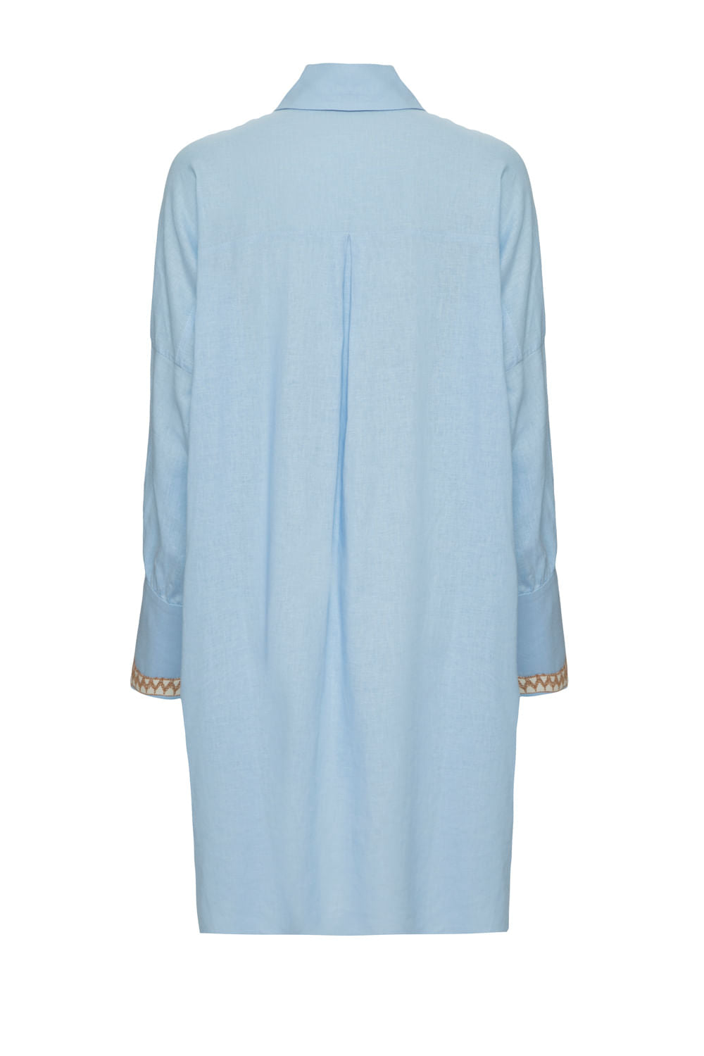 Camisa linho bordada saline azul
