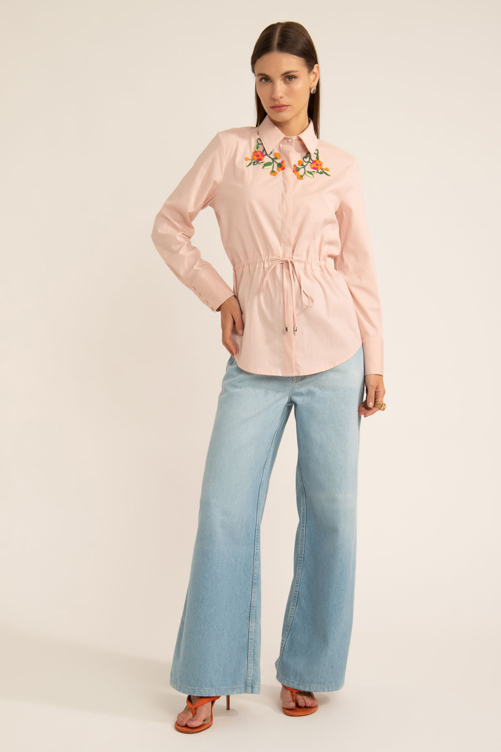 Camisa amarração soft 60's rosa