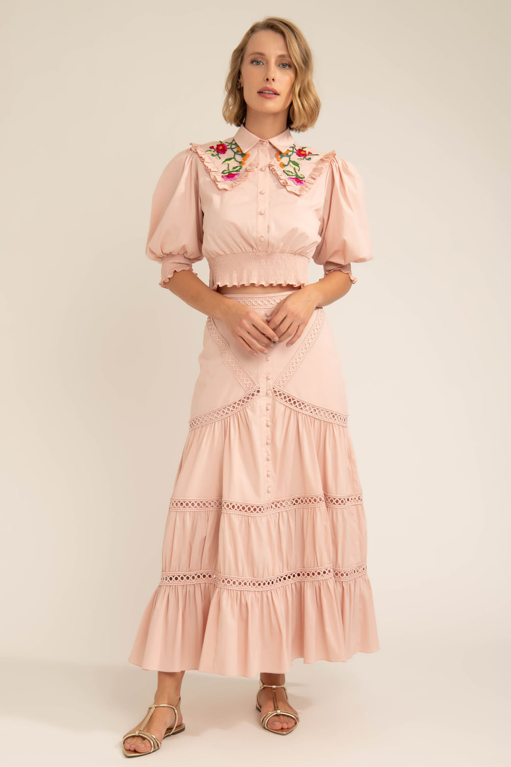 Camisa cropped soft 60's rosa