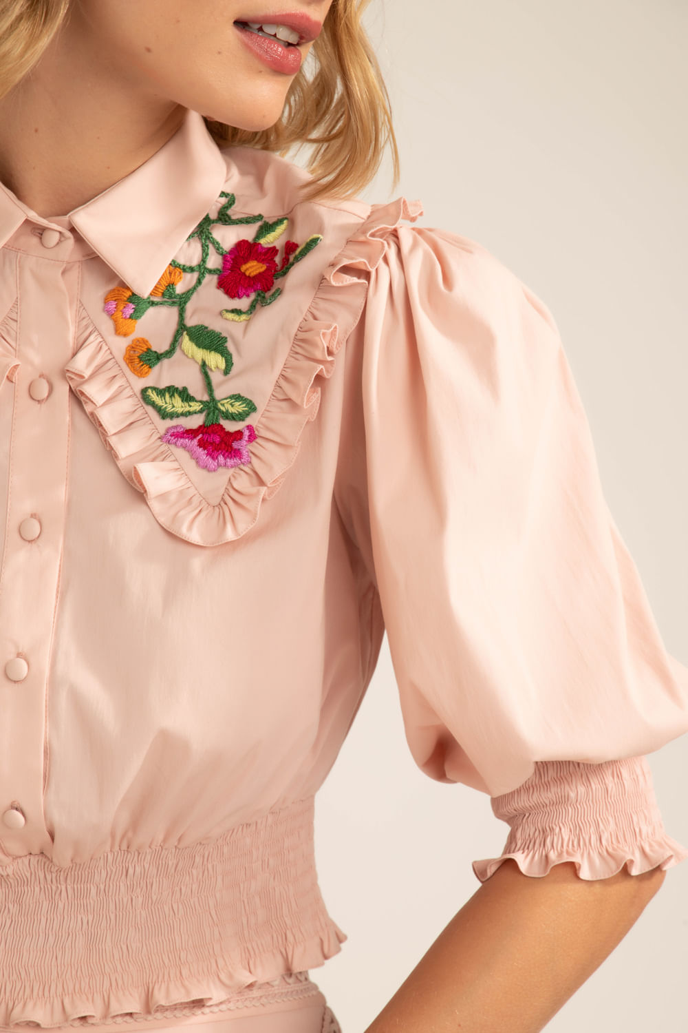 CAMISA CROPPED SOFT 60'S ROSA