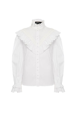 Camisa babados soft 60's branco