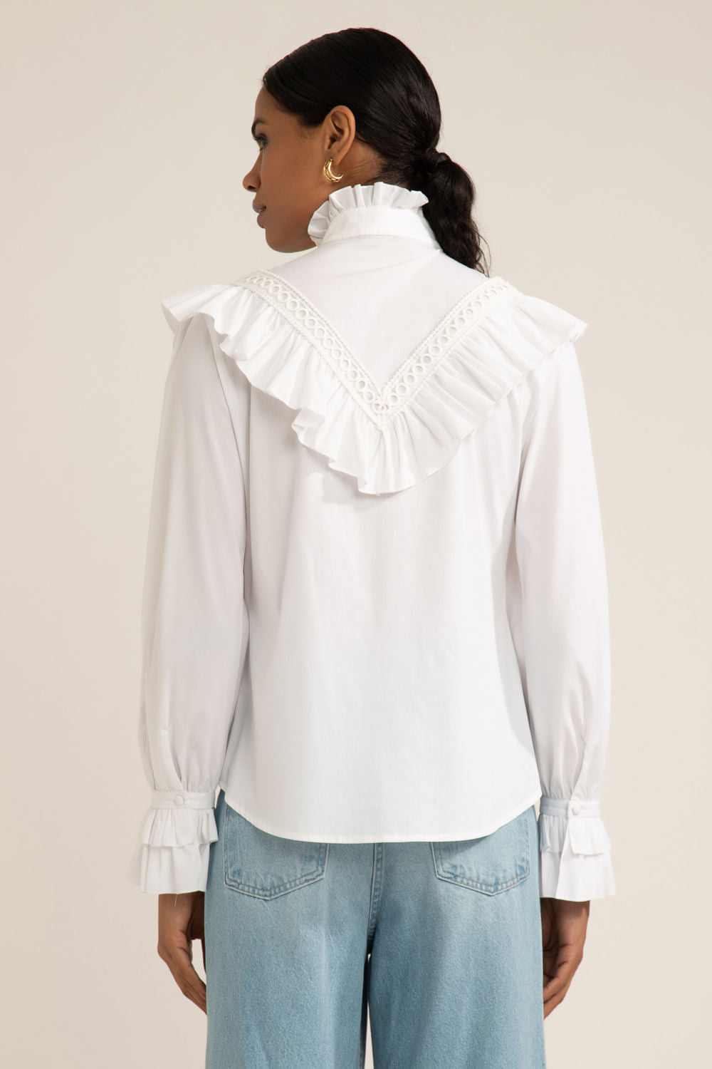 Camisa babados soft 60's branco