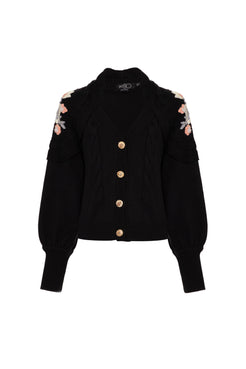 Tricot ombreiras bordadas graceful preto