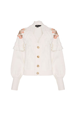 Tricot ombreiras bordadas graceful off white