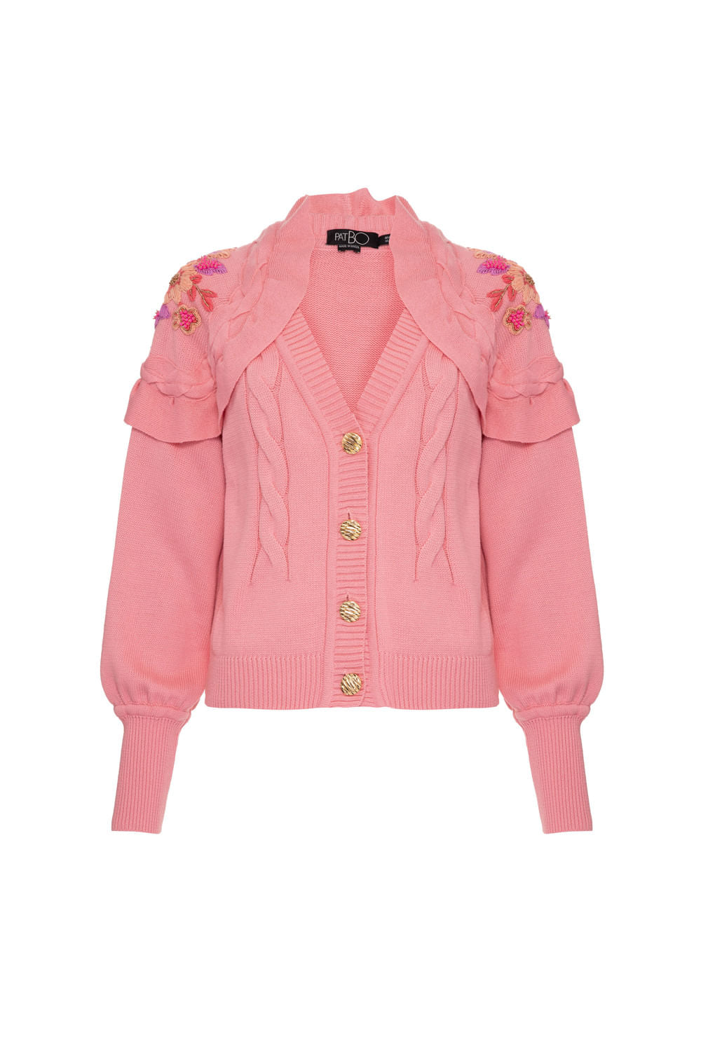 Tricot ombreiras bordadas graceful rosa