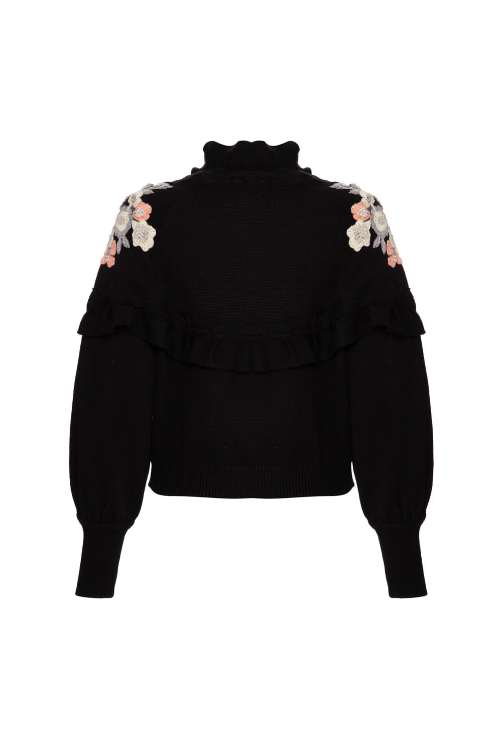 TRICOT OMBREIRAS BORDADAS GRACEFUL PRETO