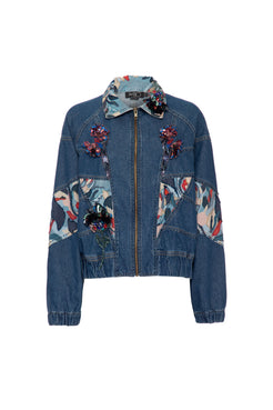 Jaqueta patch upscale denim azul